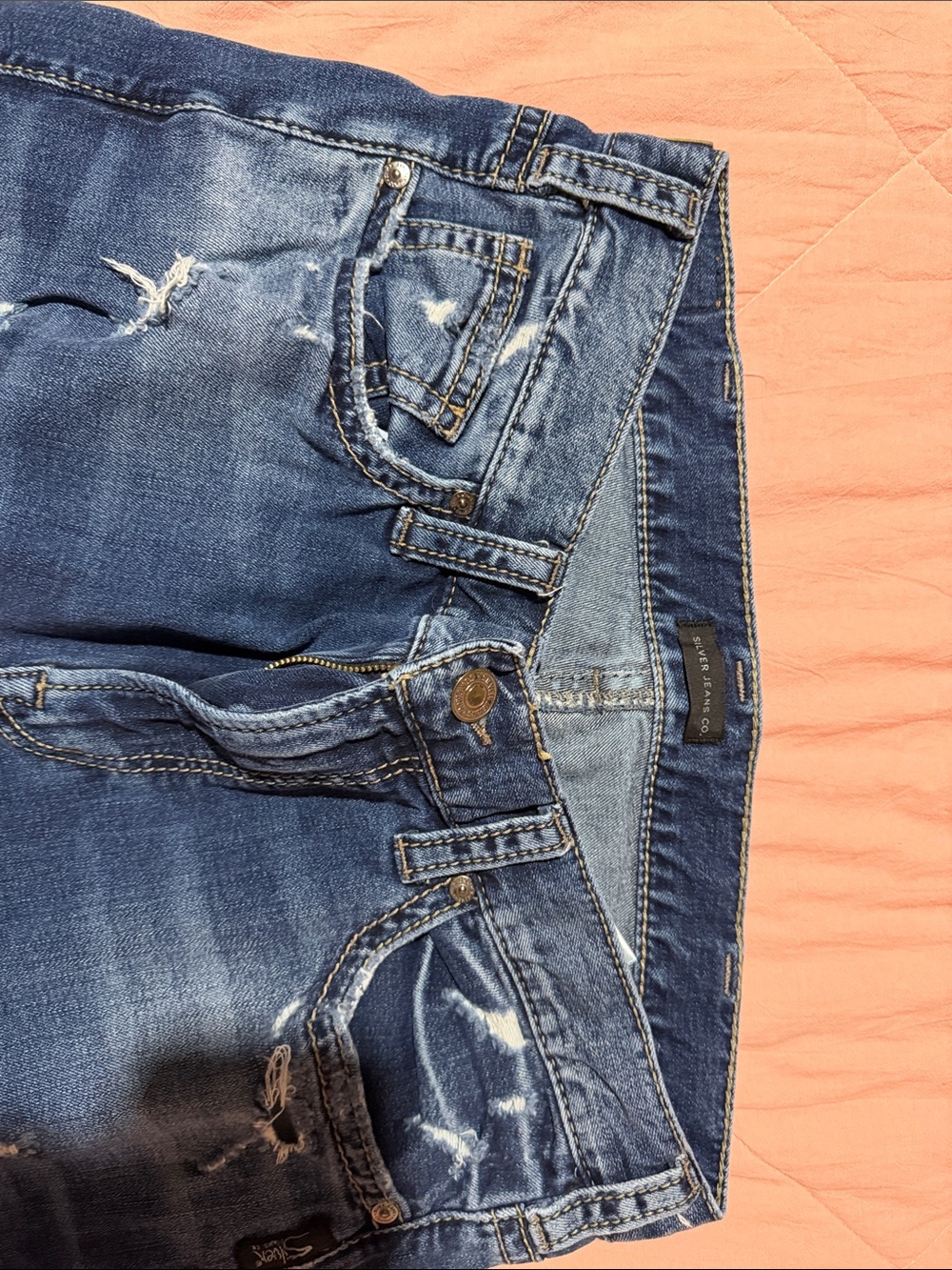Silver Jeans Distressed Blue Denim Jeans